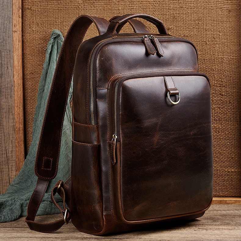 Men's Top Grain Waxed Leather  - Leather Backpack Vintage 리뷰 및 가격