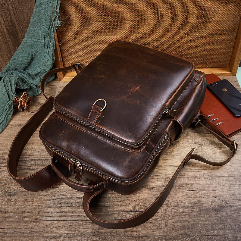 Men's Top Grain Waxed Leather  - Leather Backpack Vintage 리뷰 및 가격