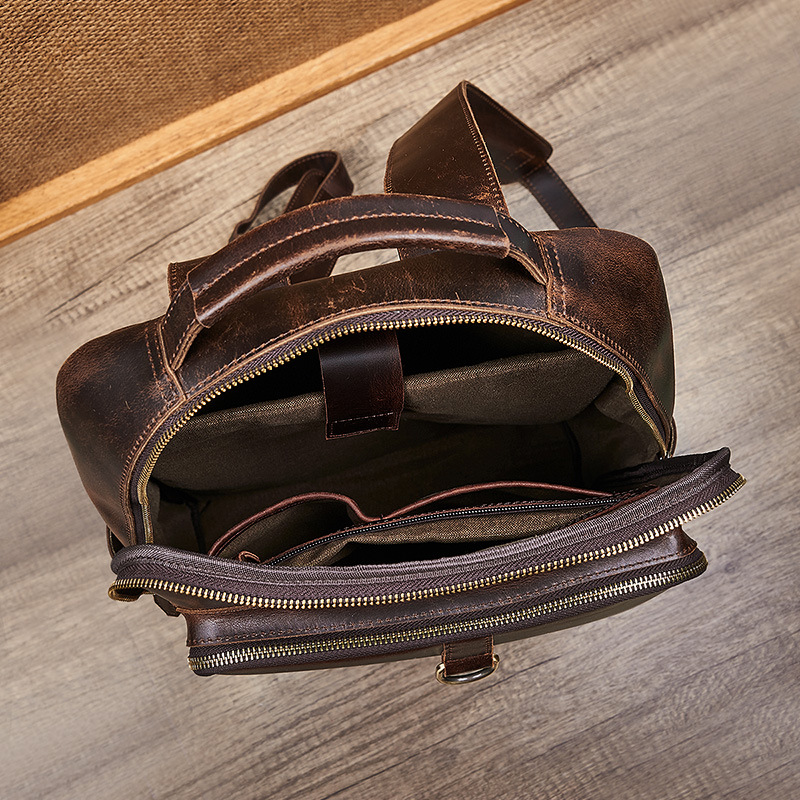 Men's Top Grain Waxed Leather  - Leather Backpack Vintage 리뷰 및 가격