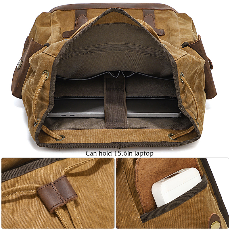 Men's Backpack Vintage Waxed C - Leather Backpack Vintage 리뷰 및 가격