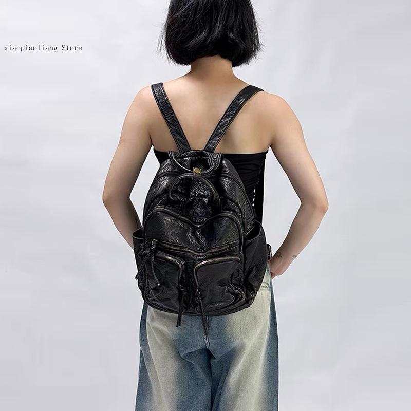 Luxury Soft Washed Pu Leather  - Leather Backpack Vintage 리뷰 및 가격
