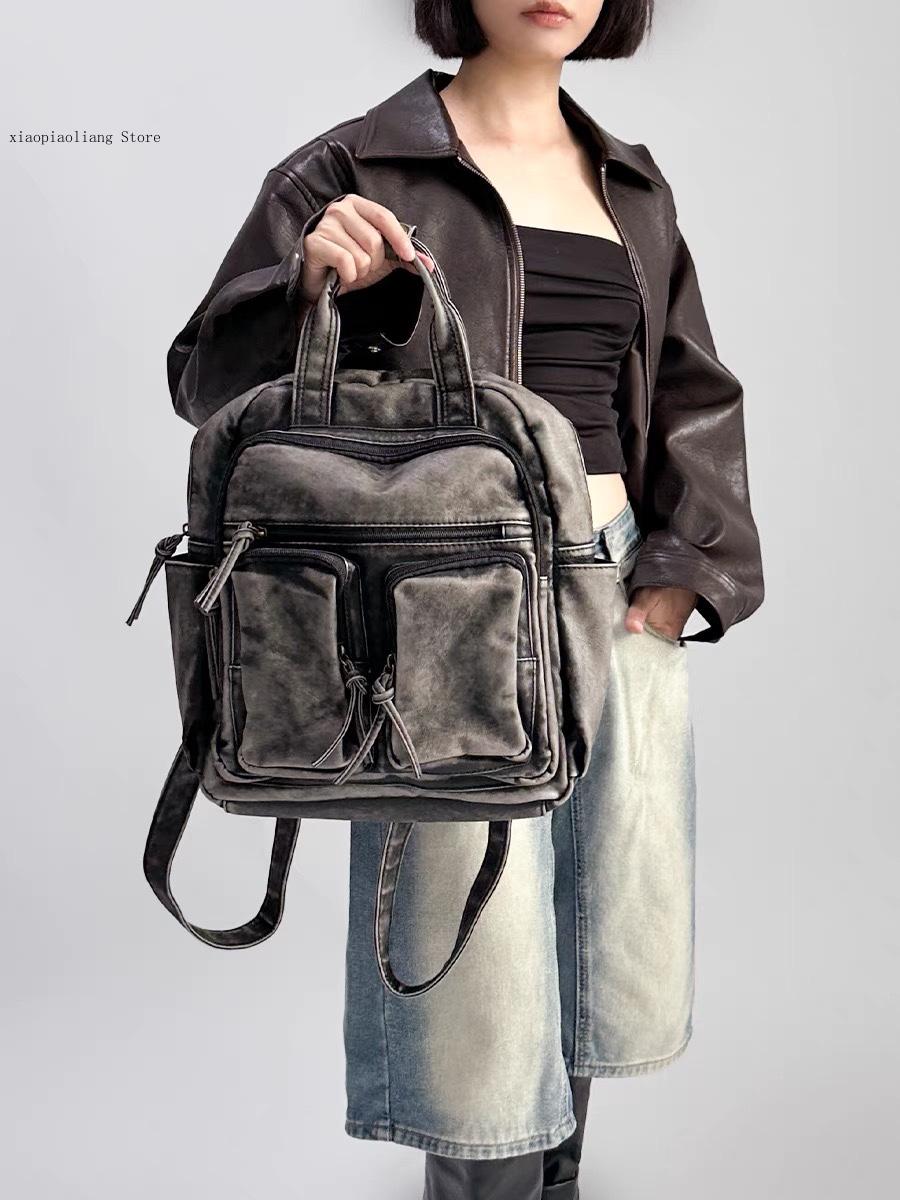 Luxury Soft Washed Pu Leather  - Leather Backpack Vintage 리뷰 및 가격