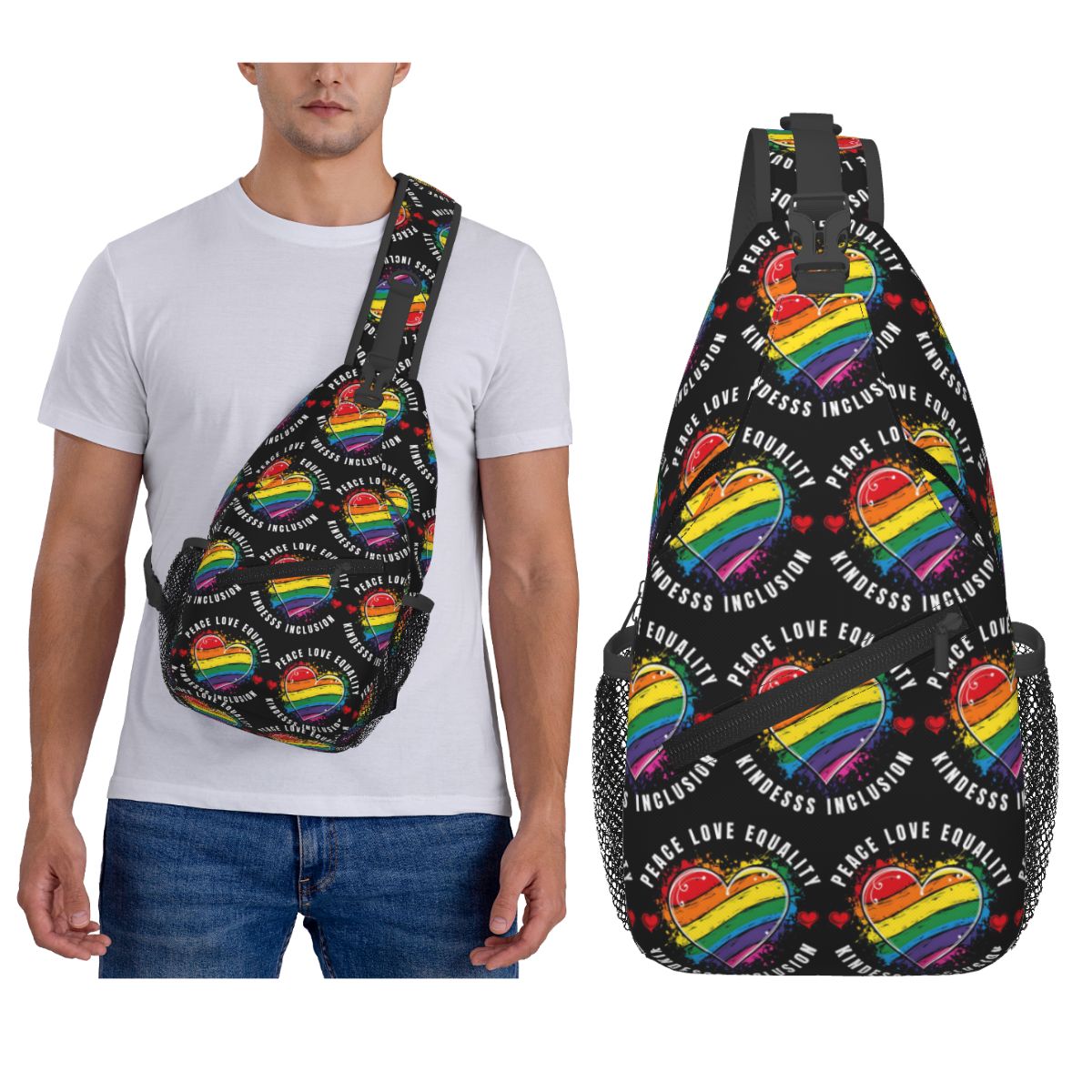 Inclusive Rainbow Printed LGBT - Sling Backpack Shoulder 리뷰 및 가격