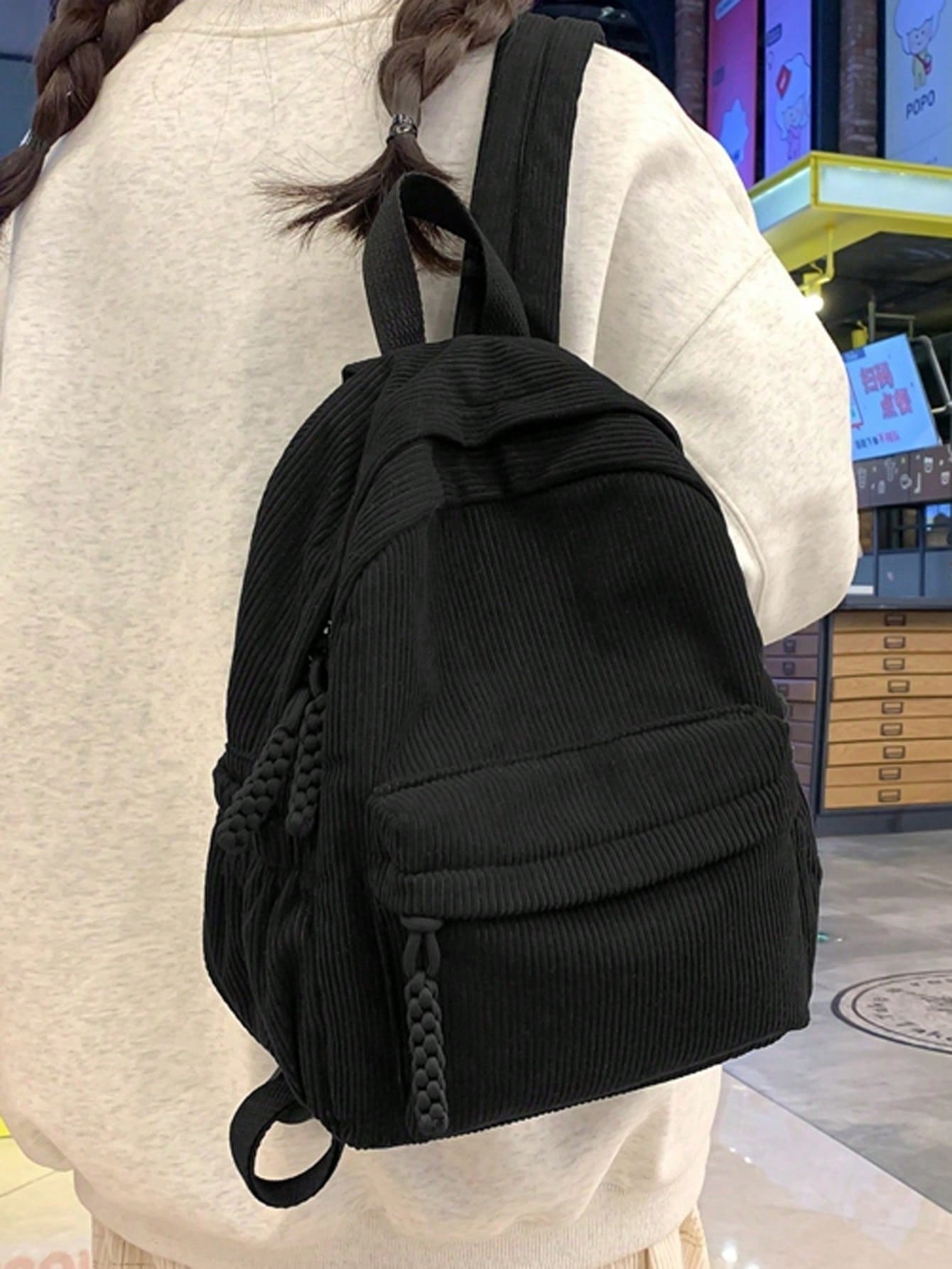 Solid Color Corduroy Fabric Fa - Fashion Backpack Women 리뷰 및 가격