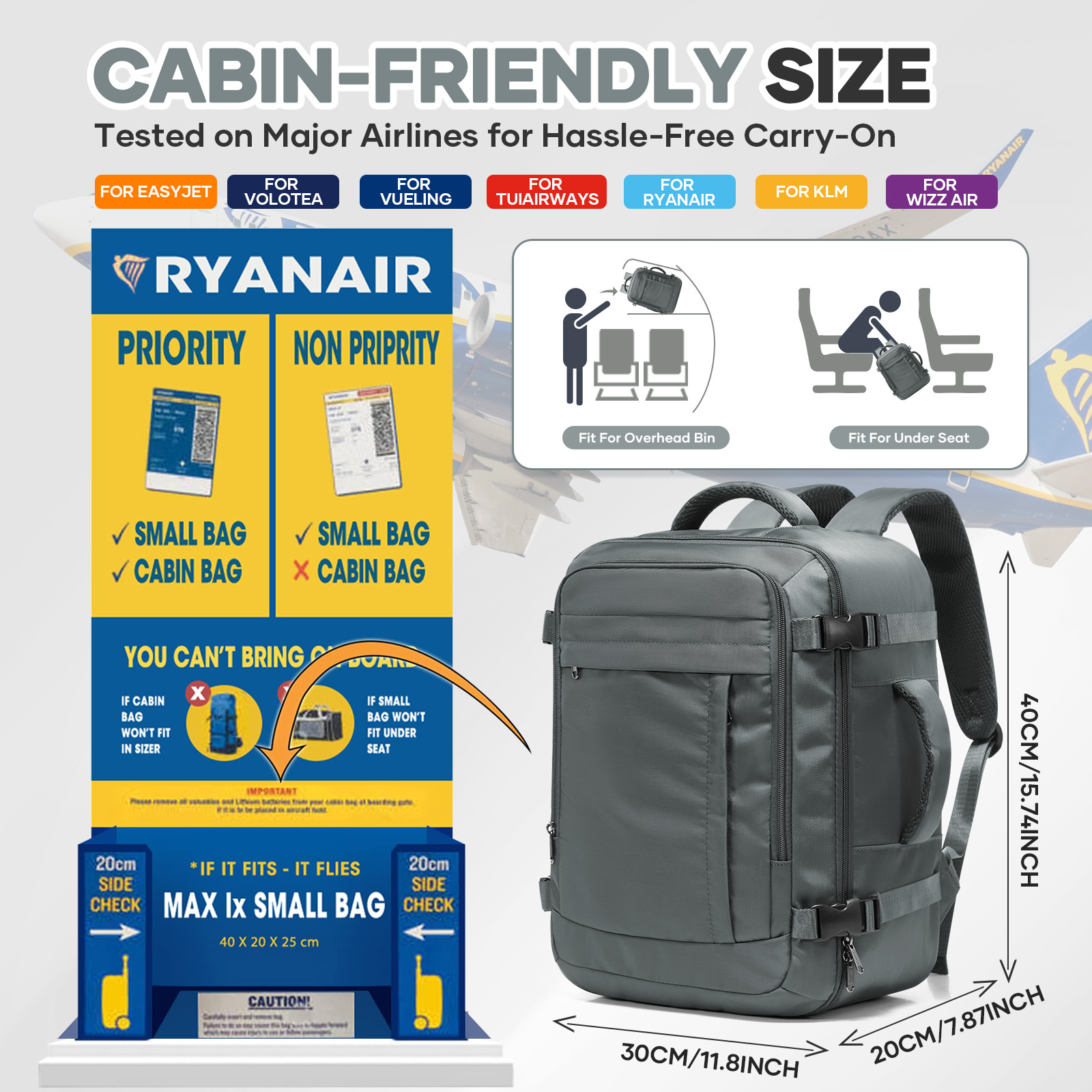 Ryanair Cabin Bags 40x30x20 Un - Canvas Backpack Casual 리뷰 및 가격