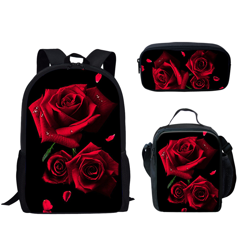 Gothic Red Rose Design Print 3 - School Backpack Teen 리뷰 및 가격