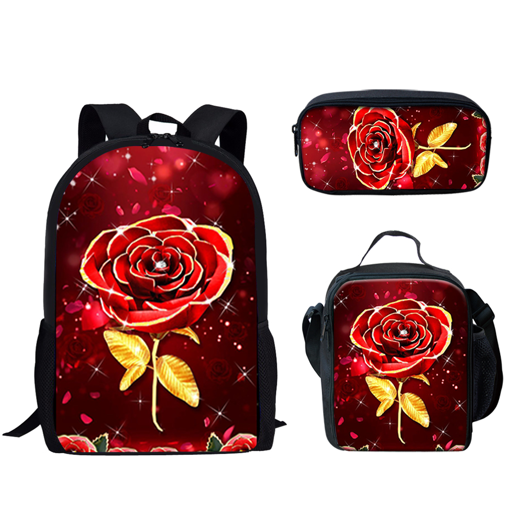 Gothic Red Rose Design Print 3 - School Backpack Teen 리뷰 및 가격