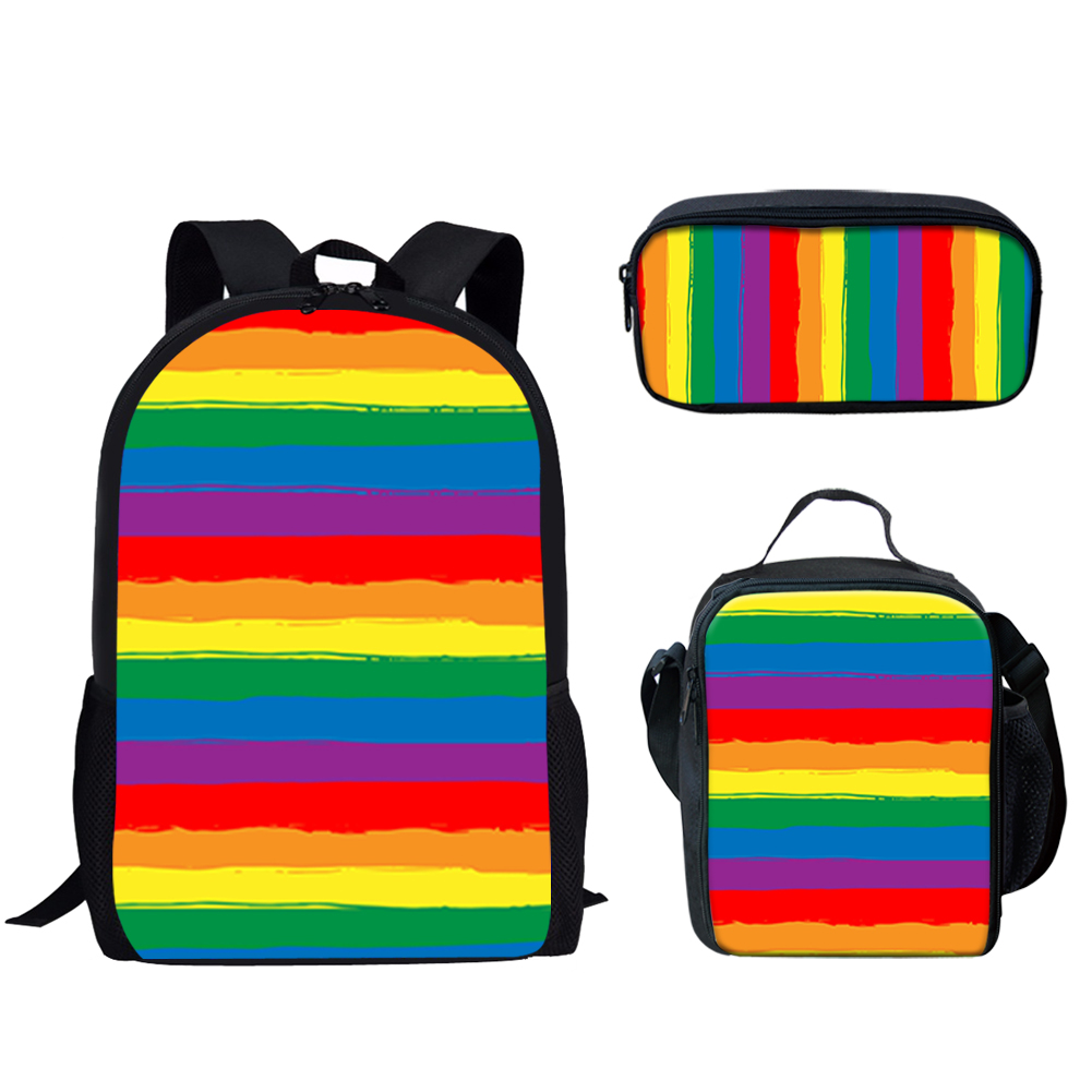 Rainbow Pride Stripes Print 3S - School Backpack Teen 리뷰 및 가격