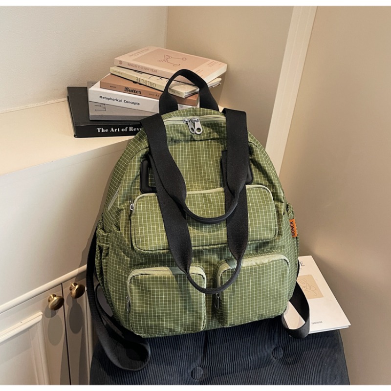 Multi-pocket Checkered Youth B - Canvas Backpack Casual 리뷰 및 가격