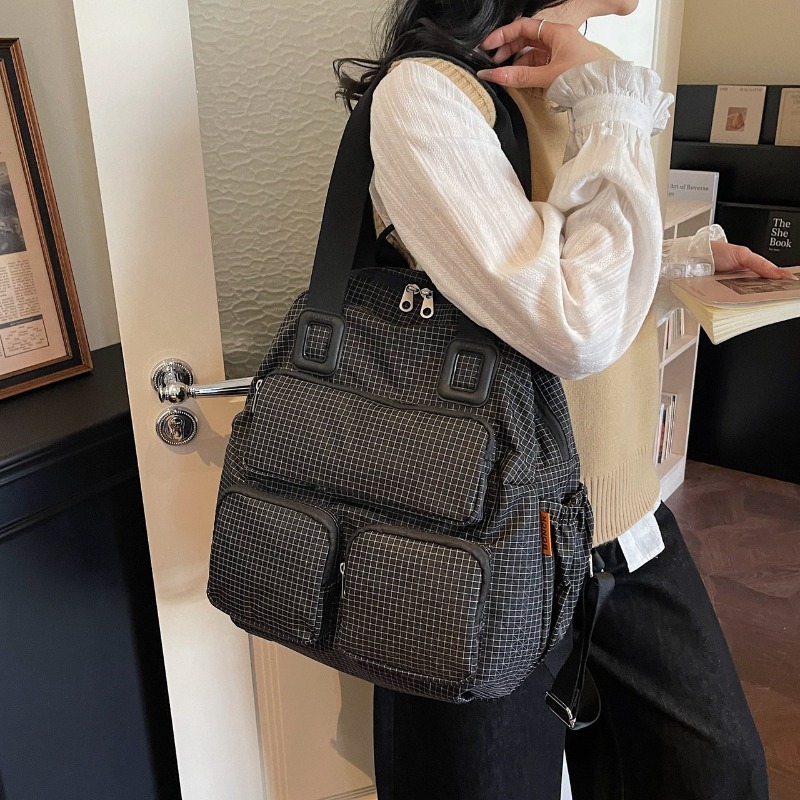 Multi-pocket Checkered Youth B - Canvas Backpack Casual 리뷰 및 가격