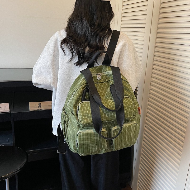 Multi-pocket Checkered Youth B - Canvas Backpack Casual 리뷰 및 가격