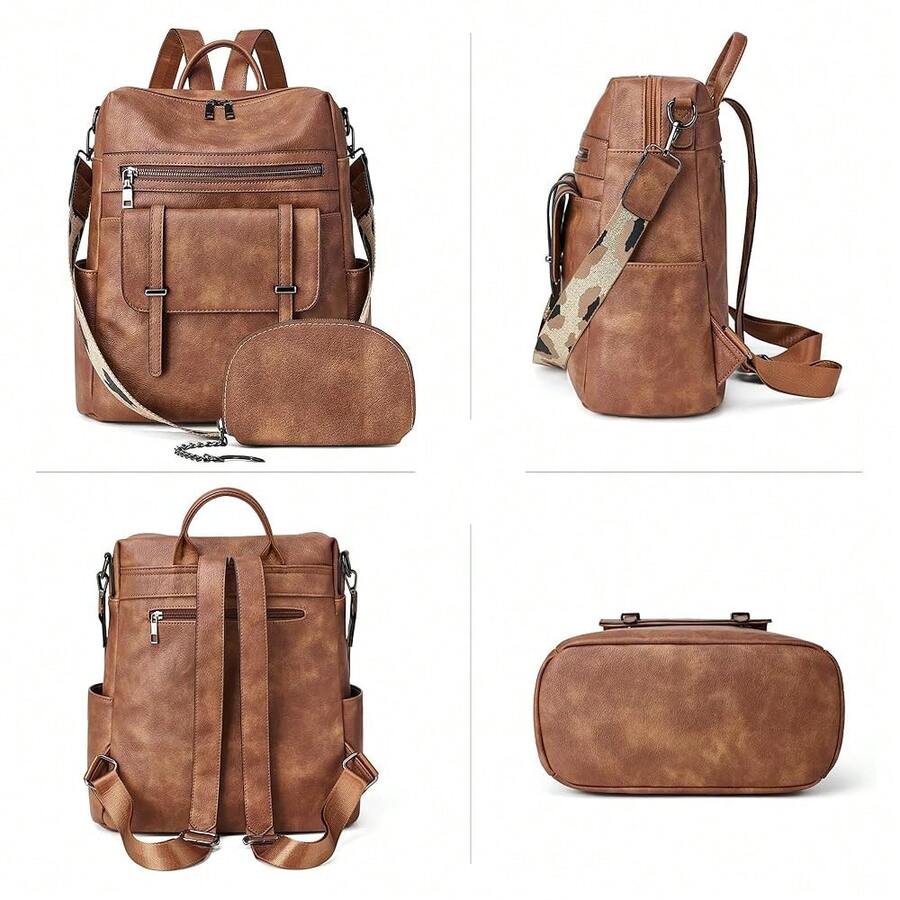 Women Fashion Vintage Brown PU - Laptop Backpack 15.6 리뷰 및 가격