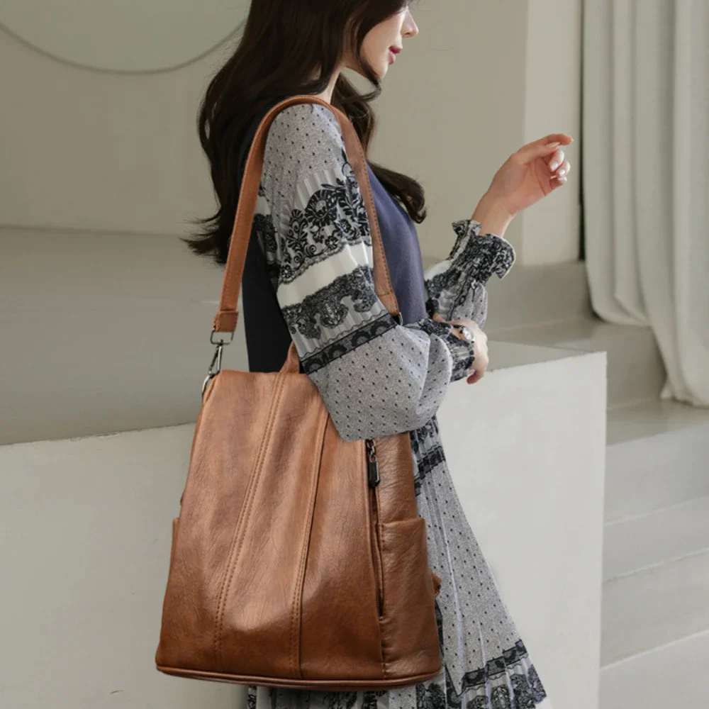 NEW Anti-theft Laptop Backpack - Leather Backpack Vintage 리뷰 및 가격