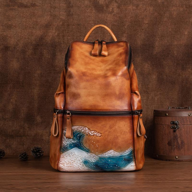 Genuine Real Soft Leather Wome - Leather Backpack Vintage 리뷰 및 가격