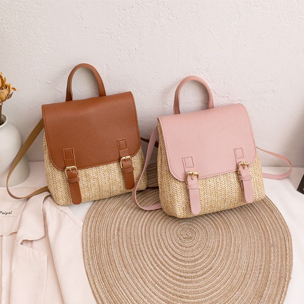Fashion PU Leather Straw Backp - Leather Backpack Vintage 리뷰 및 가격