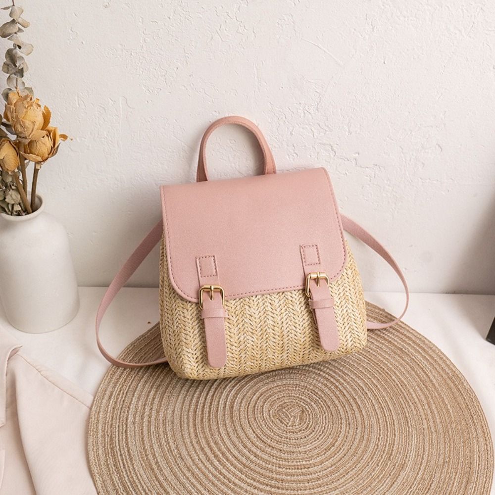 Fashion PU Leather Straw Backp - Leather Backpack Vintage 리뷰 및 가격